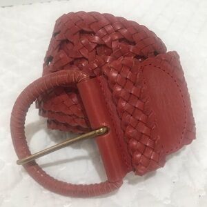 Linea Pelle red leather belt Sz M 3” Braided